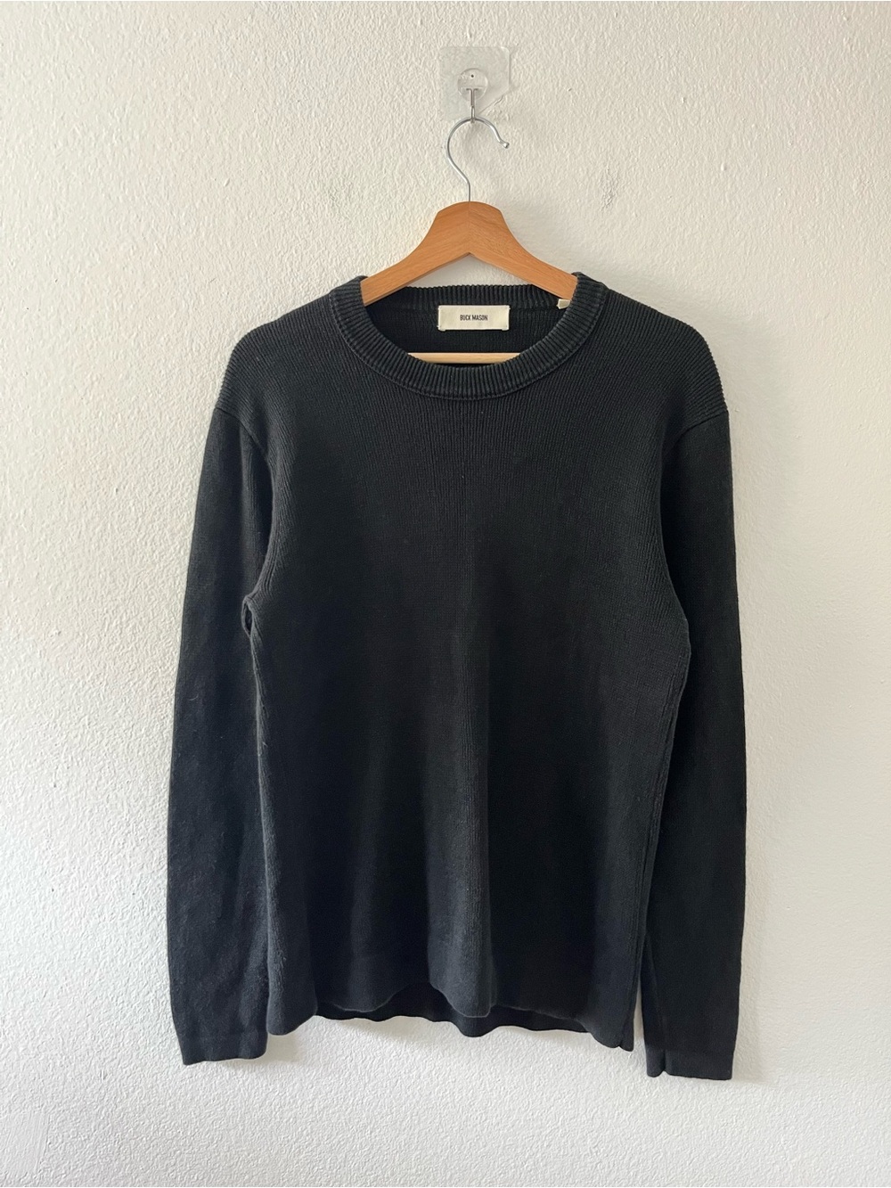 Buck Mason Crewneck Sweater Linen Cotton Sweater Essential Black Size Medium